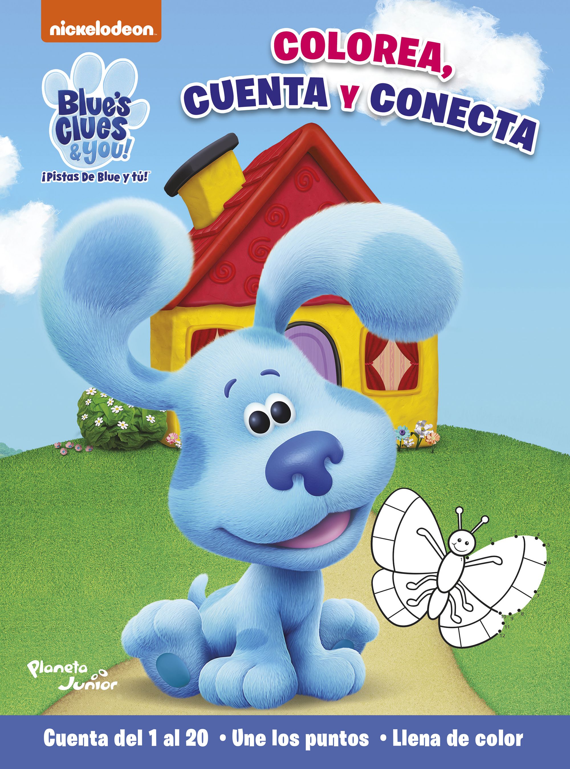 Las pistas de Blue y tú. Colorea, cuenta y conecta
