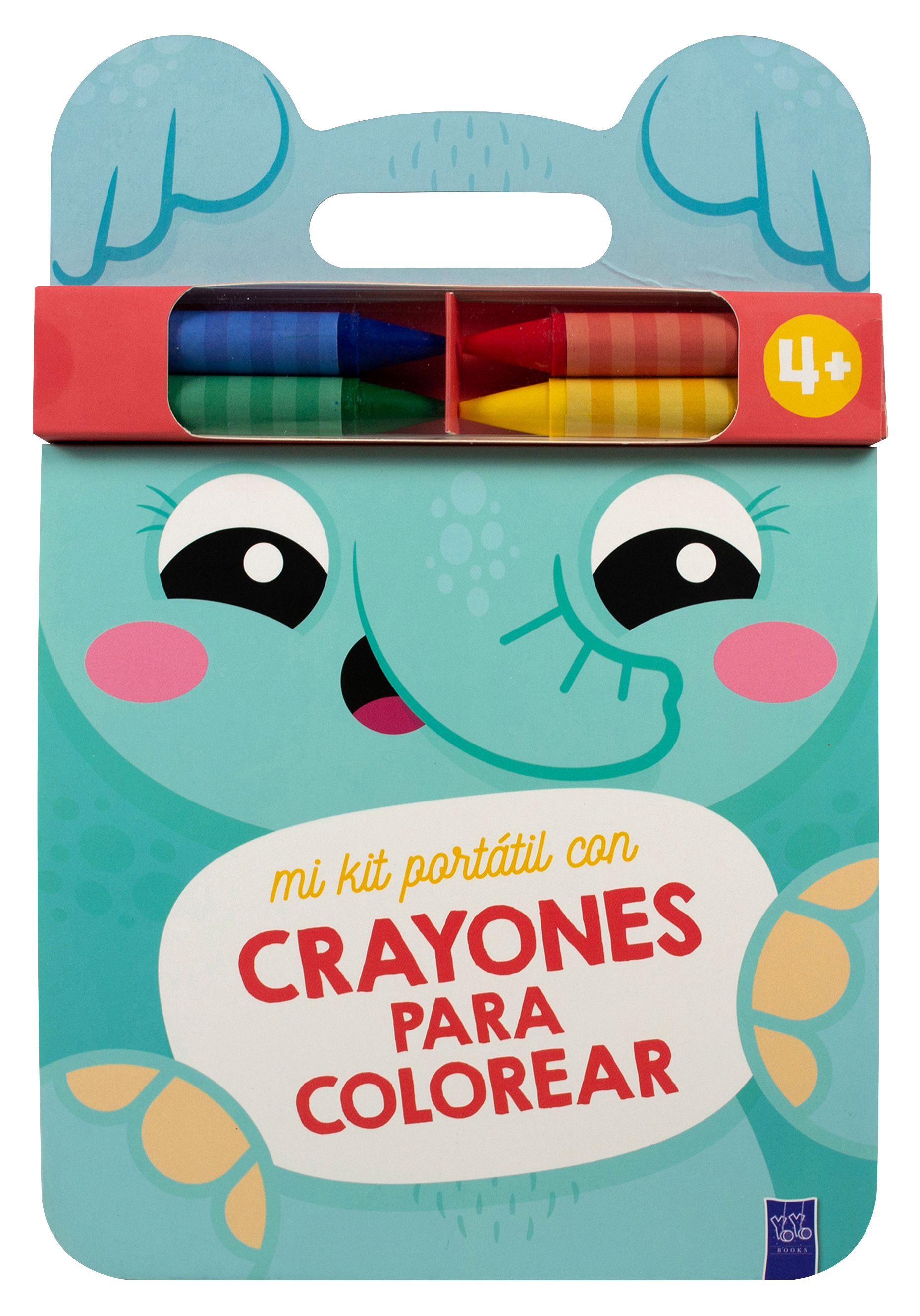 Libro infantil: Mi kit portátil con crayones para colorear: Elefante